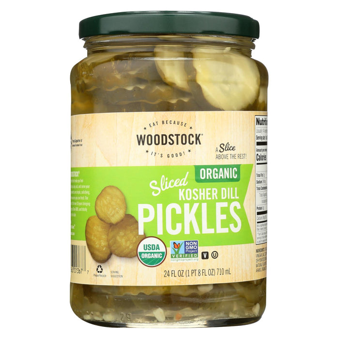 Woodstock Organic Pickles - Kosher Dill - Sliced - Case Of 6 - 24 Oz