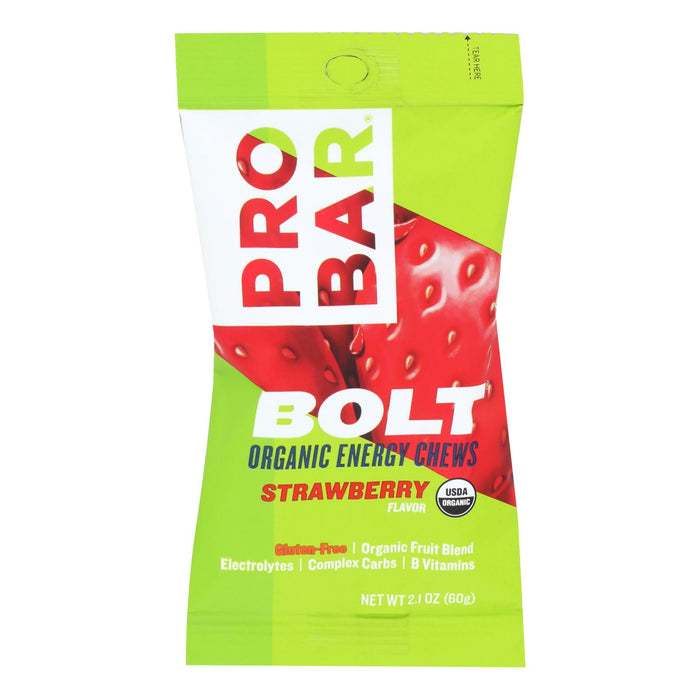 Probar Bolt Energy Chews - Organic Strawberry - 2.1 Oz - Case Of 12.