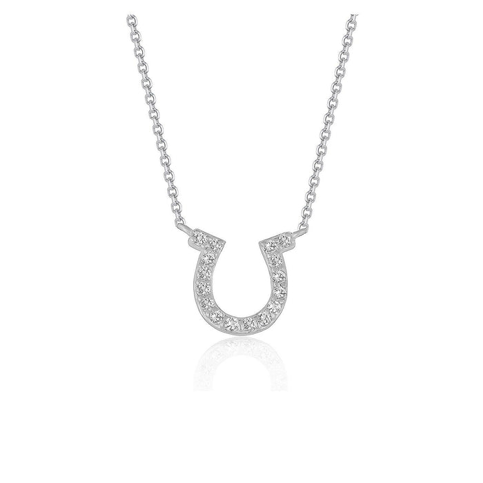 14k White Gold Horseshoe Design Diamond Pendant.