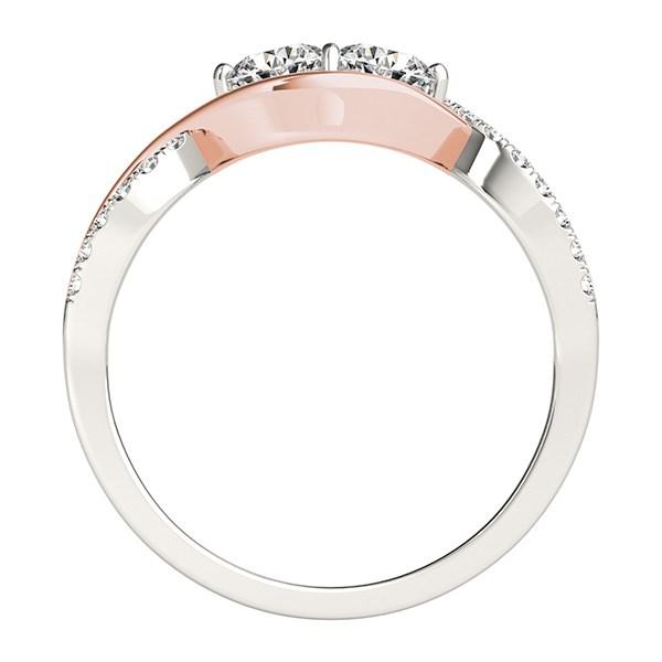 14k White And Rose Gold Infinity Style Two Stone Diamond Ring (5/8 cttw).