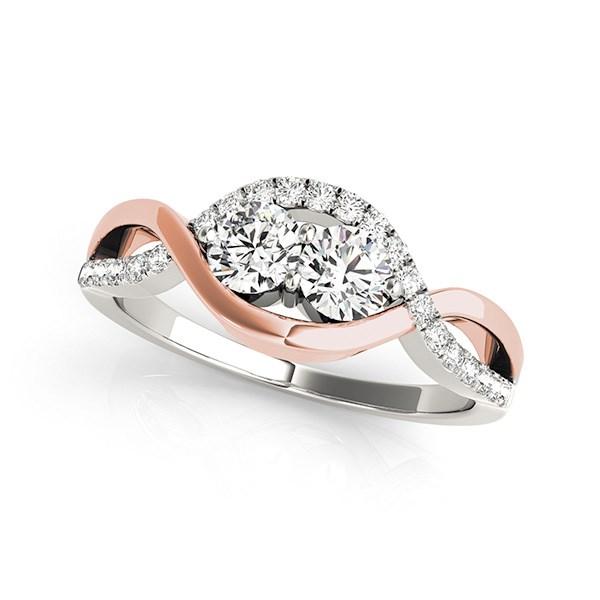 14k White And Rose Gold Infinity Style Two Stone Diamond Ring (5/8 cttw).