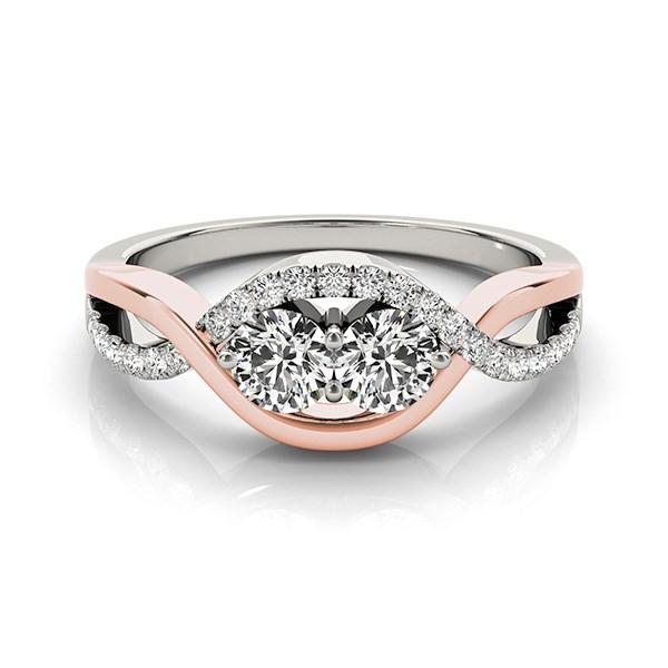 14k White And Rose Gold Infinity Style Two Stone Diamond Ring (5/8 cttw).