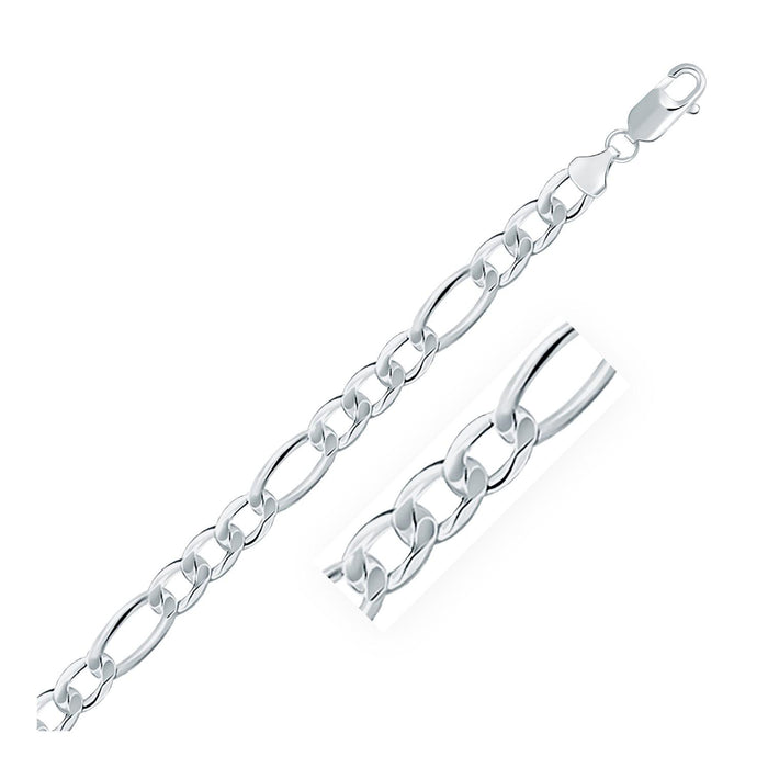 Rhodium Plated 8.1mm Sterling Silver Figaro Style Chain.