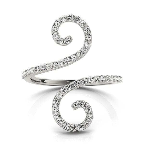 14k White Gold Diamond Open Flourish Style Ring (1/2 cttw).