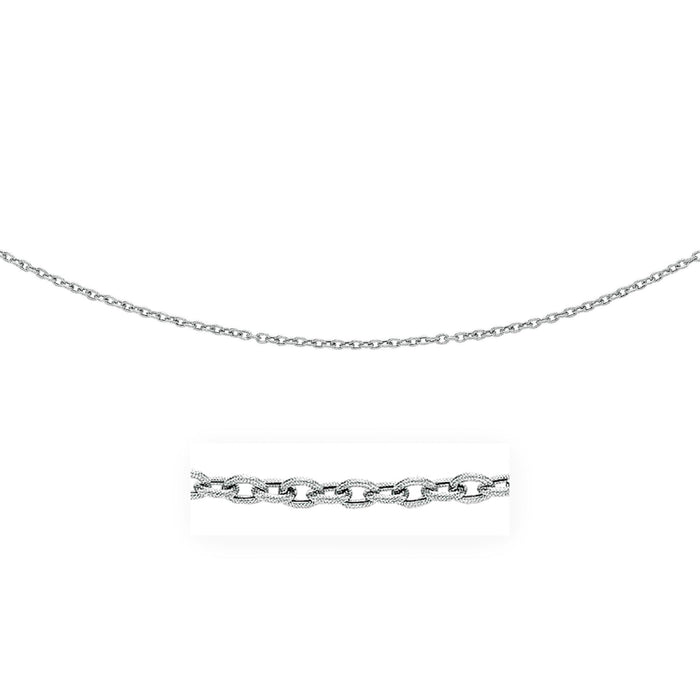 3.5mm 14k White Gold Pendant Chain with Textured Links.