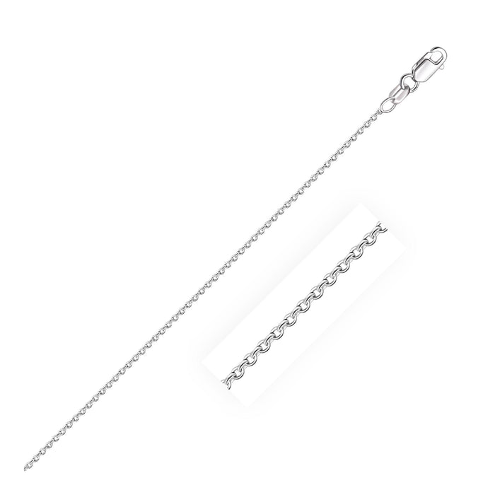 14k White Gold Round Cable Link Chain 1.2mm.