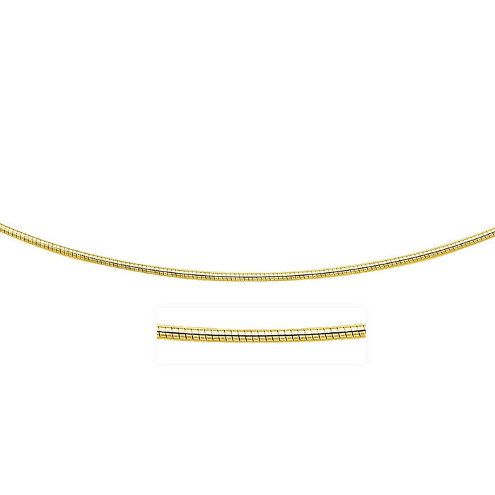 14k Yellow Gold Necklace in a Round Omega Chain Style.