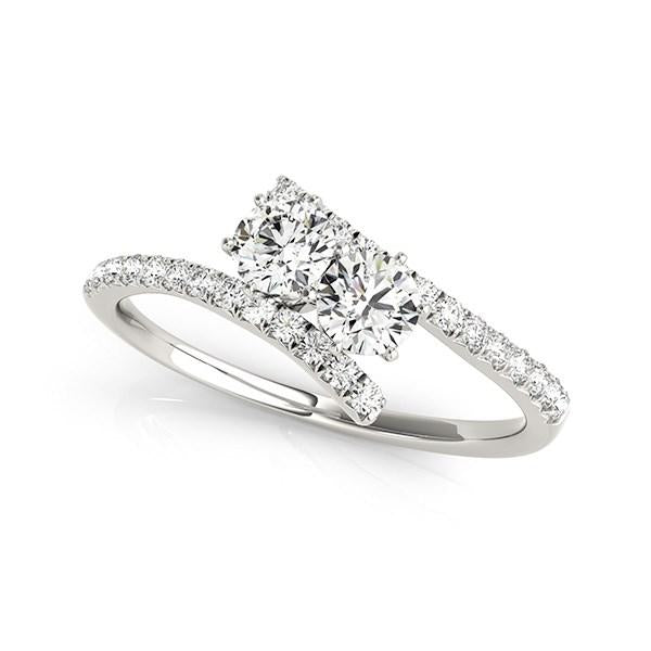 Two Stone Bypass Diamond Ring in 14k White Gold (3/4 cttw).