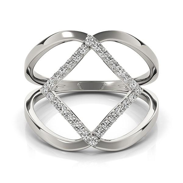 14k White Gold Interlaced Design Diamond Ring (1/5 cttw).