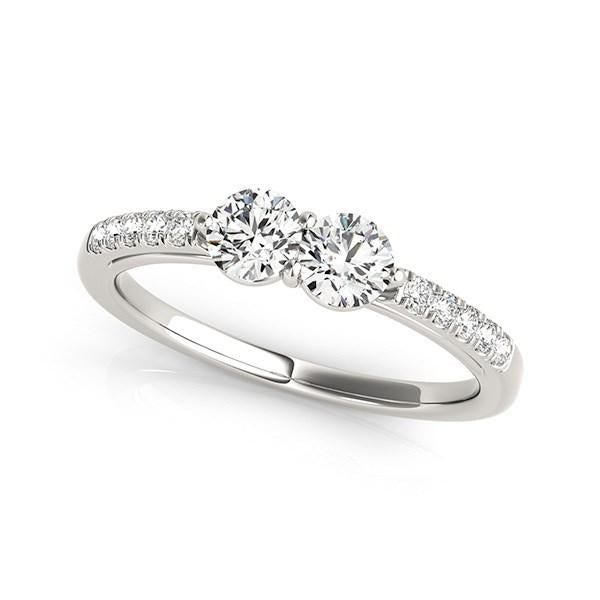 14k White Gold Two Stone Round Diamond Ring (5/8 cttw).