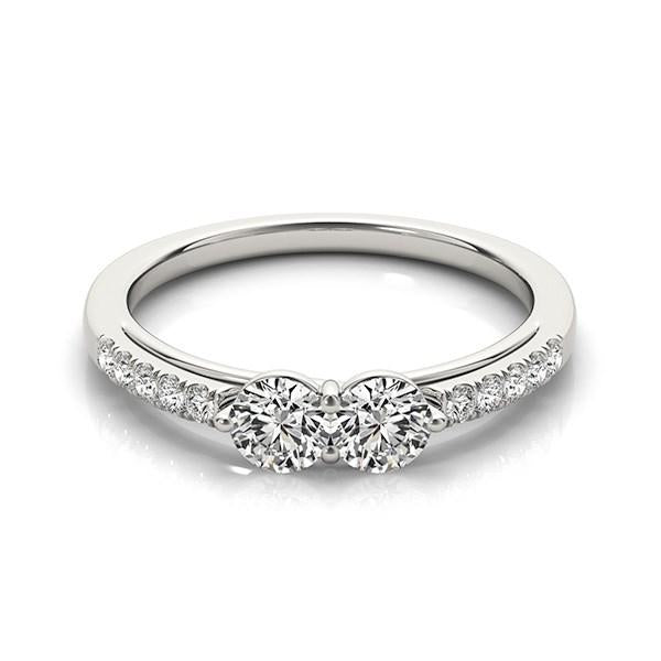 14k White Gold Two Stone Round Diamond Ring (5/8 cttw).