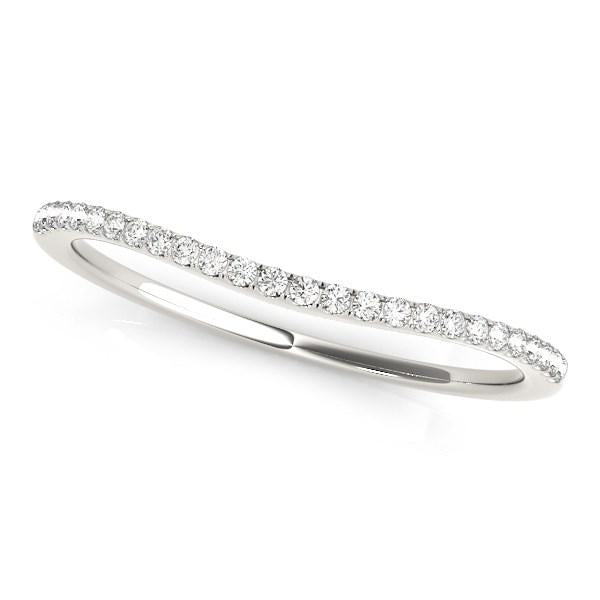 14k White Gold Pave Style Setting Curved Diamond Wedding Band (1/10 cttw).