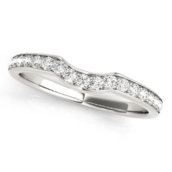 14k White Gold Curved Style Diamond Wedding Ring (1/4 cttw).