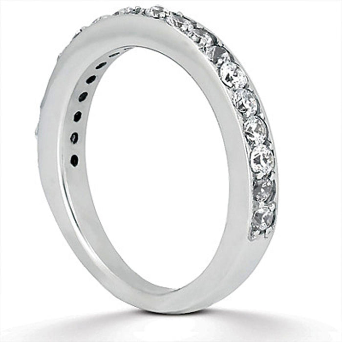 14k White Gold Pave Diamond Wedding Ring Band Set 1/2 Around.