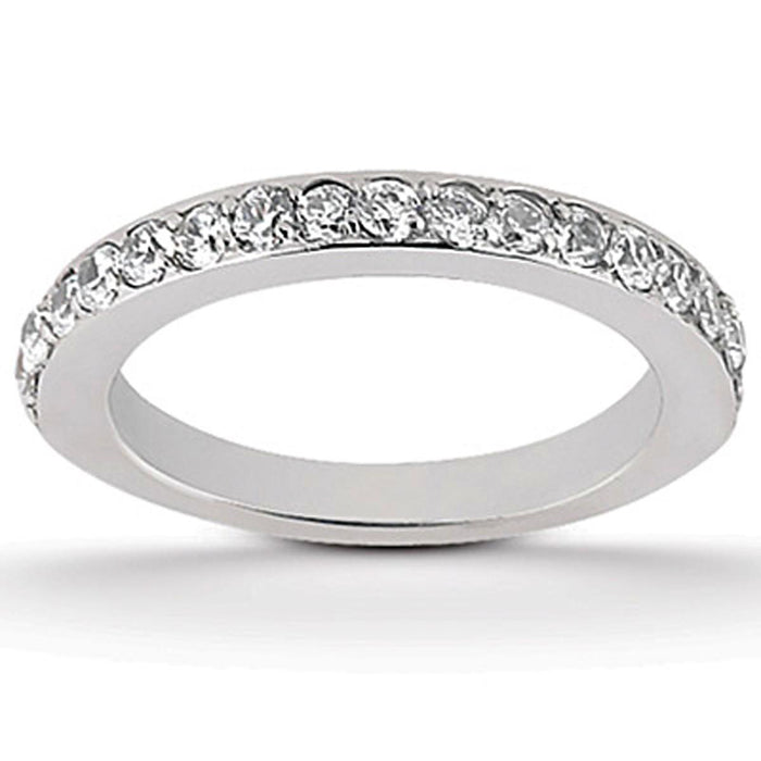 14k White Gold Pave Diamond Wedding Ring Band Set 1/2 Around.