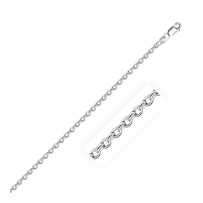 2.3mm Sterling Silver Rhodium Plated Cable Chain.