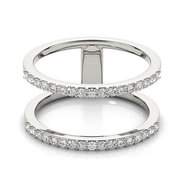 14k White Gold Dual Band Design Ring with Diamonds (1/3 cttw).