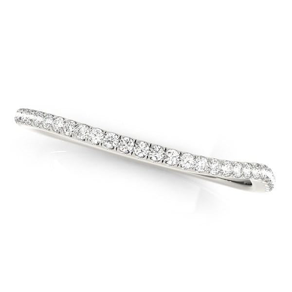 14k White Gold Slim Curved Diamond Wedding Ring (1/10 cttw).