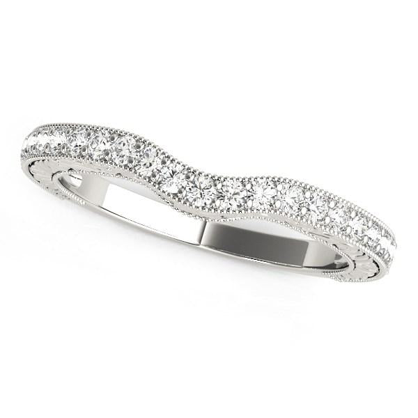 14k White Gold Antique Style Milgrained Curved Diamond Ring (1/4 cttw).