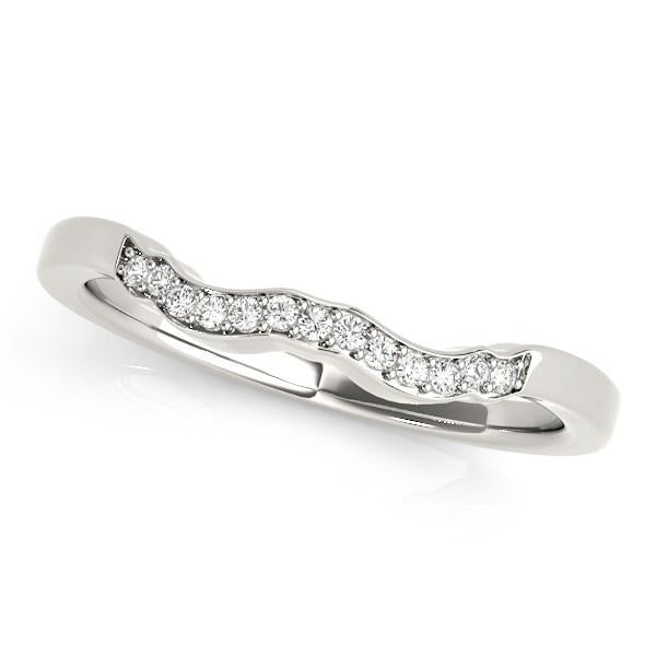 14k White Gold Wavy Style Diamond Wedding Ring (1/15 cttw).