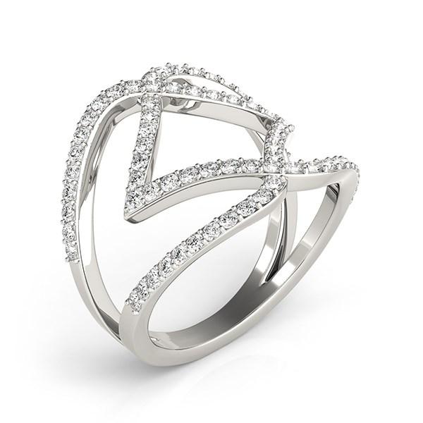 14k White Gold Entwined Design Diamond Dual Band Ring (3/4 cttw).