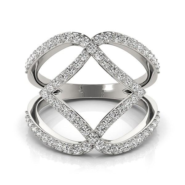 14k White Gold Entwined Design Diamond Dual Band Ring (3/4 cttw).