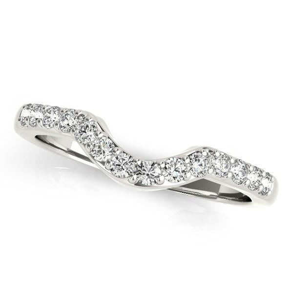 14k White Gold Pave Set Diamond Curved Wedding Band (1/4 cttw).