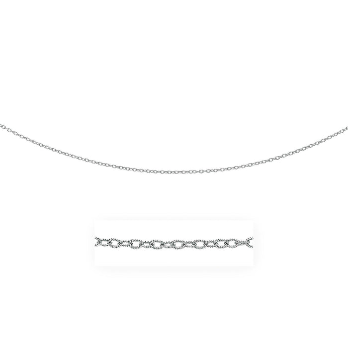 2.5mm 14k White Gold Pendant Chain with Textured Links.