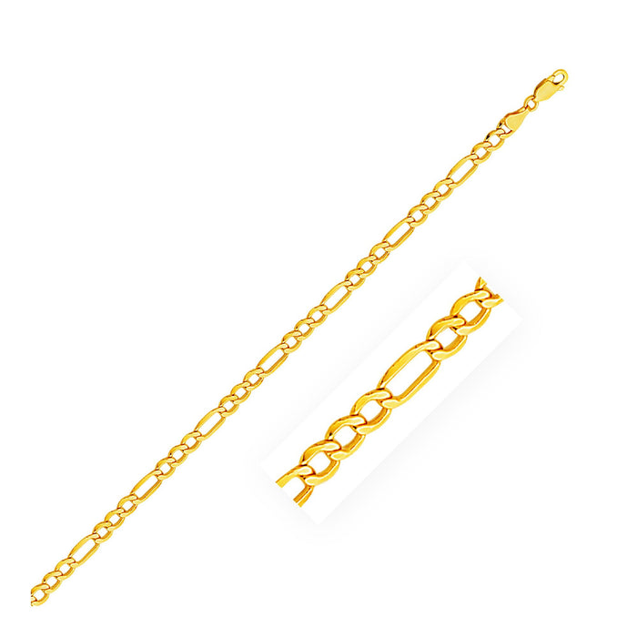 4.6mm 14k Yellow Gold Lite Figaro Chain.
