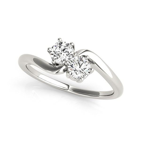Solitaire Two Stone Diamond Ring in 14k White Gold (1/2 cttw).