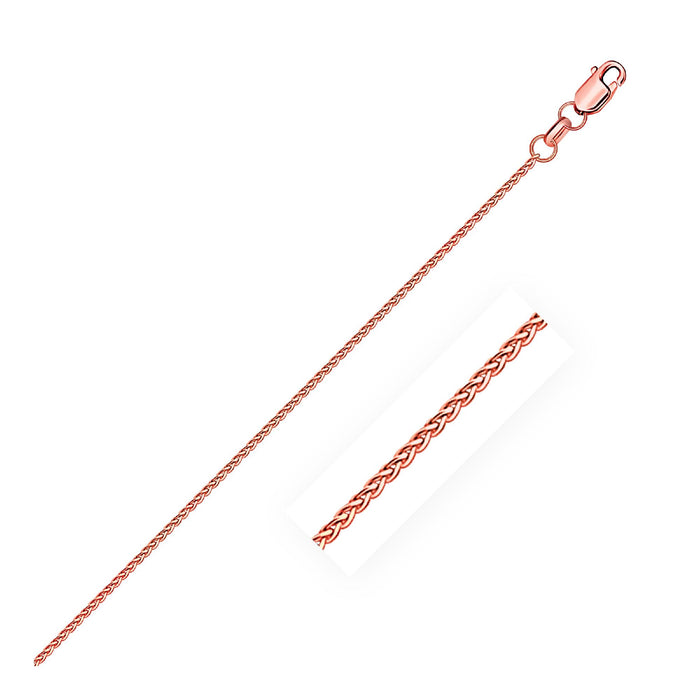 14k Rose Gold Diamond Cut Round Wheat Chain 1.1mm.