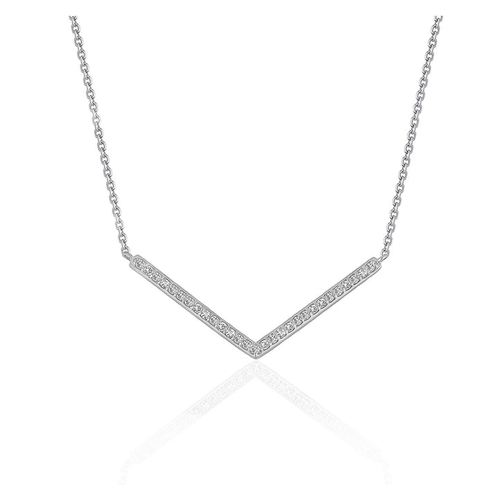 Diamond Chevron Pendant in 14k White Gold (1/3 cttw).