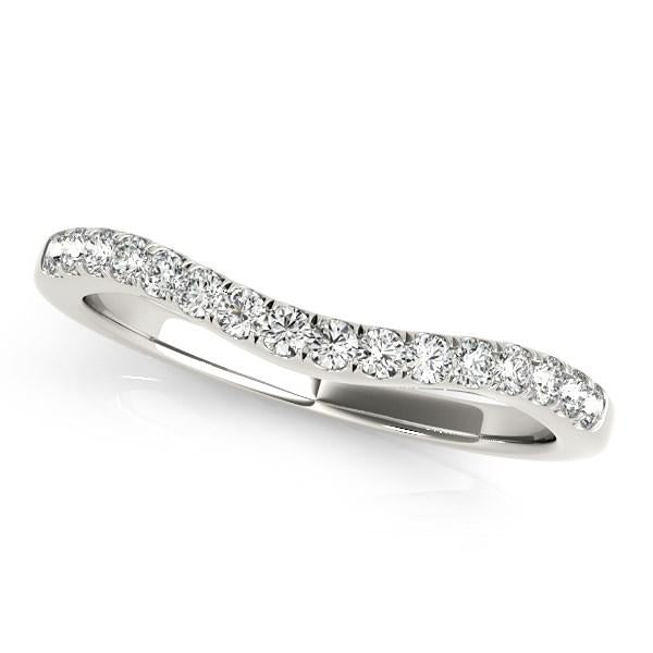 14k White Gold Curvy Style Pave Set Diamond Wedding Band (1/5 cttw).