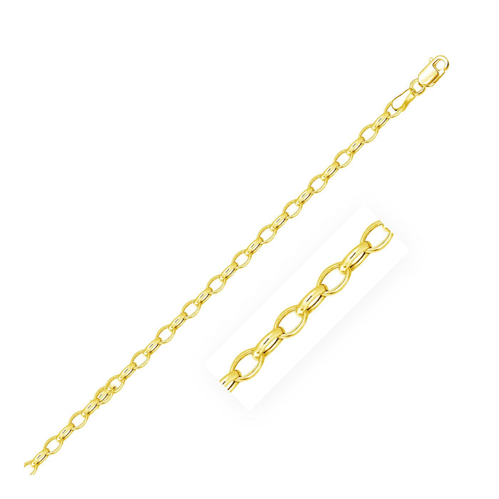 3.2mm 14k Yellow Gold Oval Rolo Bracelet.