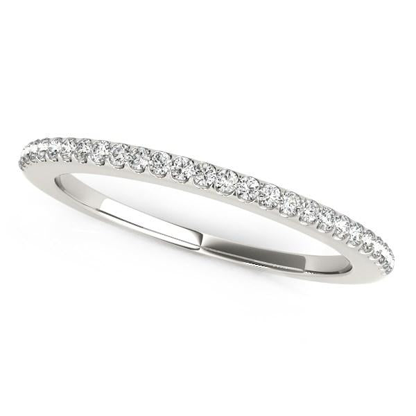 14k White Gold Pave Scallop Setting Diamond Wedding Band (1/8 cttw).