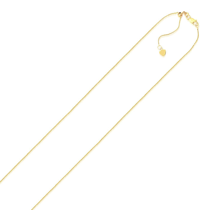 10k Yellow Gold Adjustable Cable Chain 0.9mm.