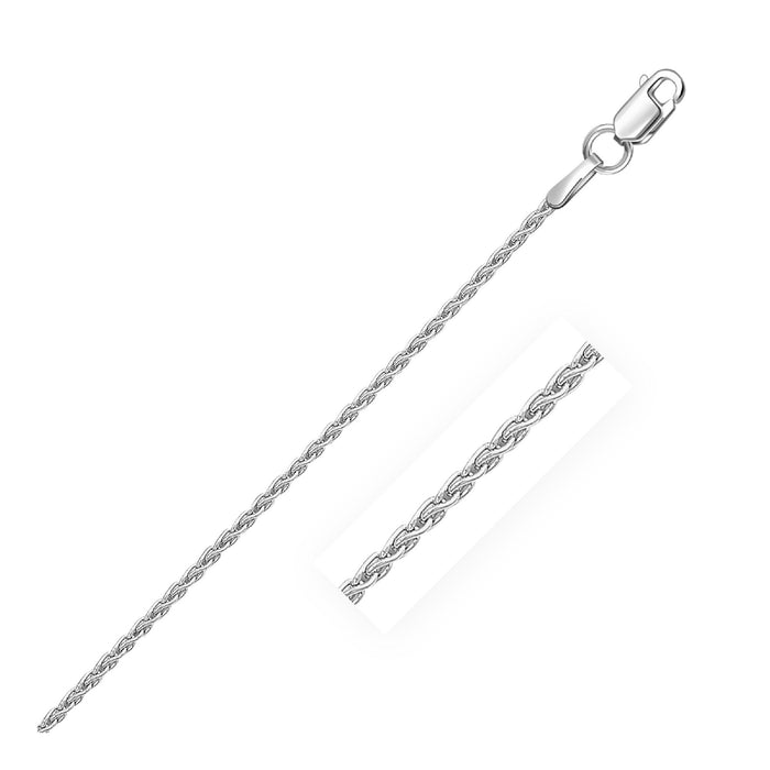 Sterling Silver Rhodium Plated Wheat Chain 1.3mm.