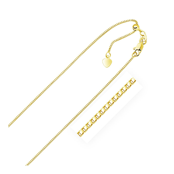 10k Yellow Gold Adjustable Box Chain 0.85mm.