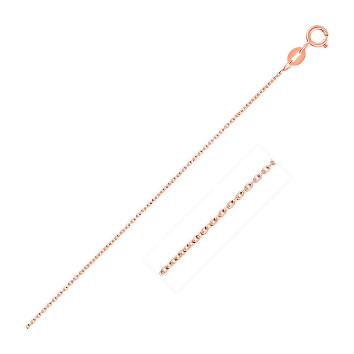 14k Pink Gold Oval Cable Link Chain 0.7mm.