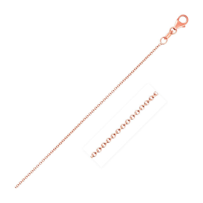 14k Pink Gold Round Cable Link Chain 1.1mm.