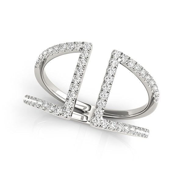 14k White Gold Open Style Dual Band Ring with Diamonds (1/2 cttw).