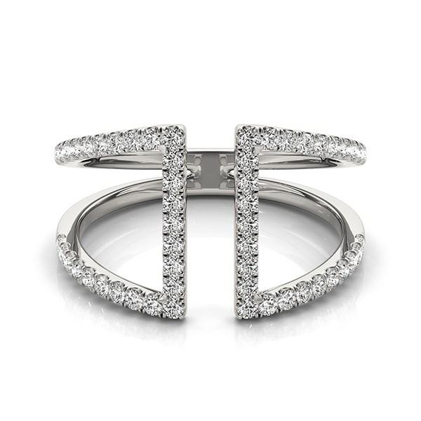14k White Gold Open Style Dual Band Ring with Diamonds (1/2 cttw).