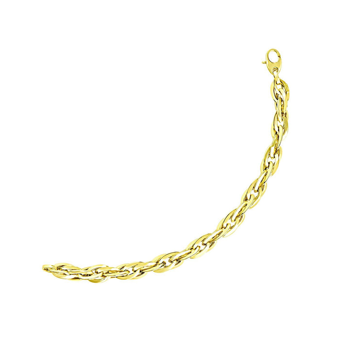 14k Yellow Gold Singapore Chain Style Thick Bracelet.