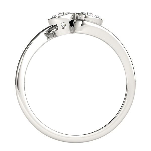 14k White Gold Bezel Set Curved Band Two Stone Diamond Ring (1/2 cttw).