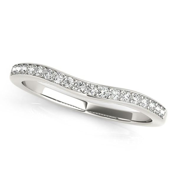 14k White Gold Channel Curved Diamond Wedding Band (1/4 cttw).