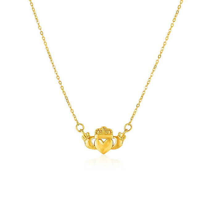 14k Yellow Gold Pendant with Claddagh Symbol.