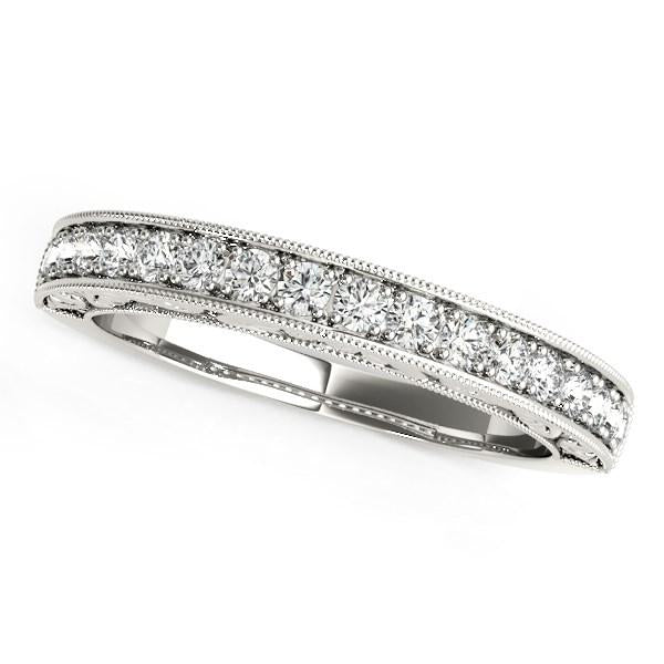 14k White Gold Antique Prong Set Diamond Wedding Ring (1/3 cttw).