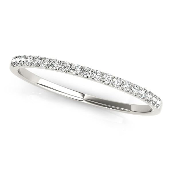 14k White Gold Slim Pave Set Diamond Wedding Band (1/8 cttw).