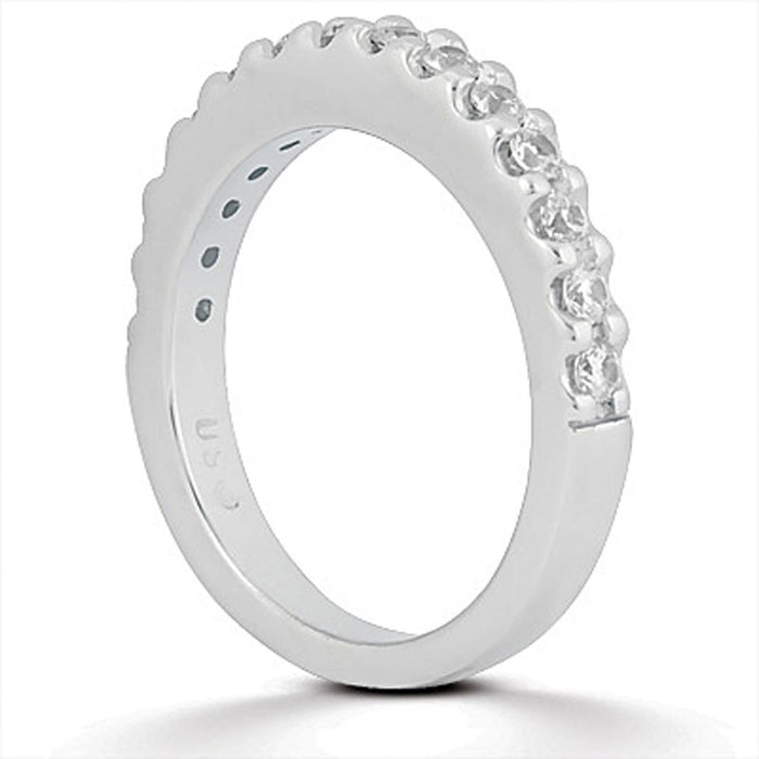 14k White Gold Shared Prong Diamond Wedding Ring Band.