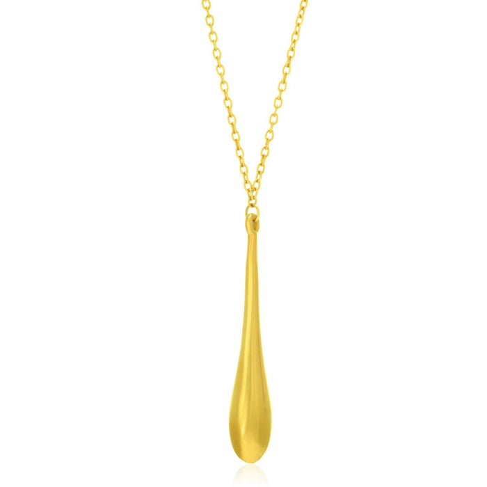 14k Yellow Gold Teardrop Shape Long Pendant.